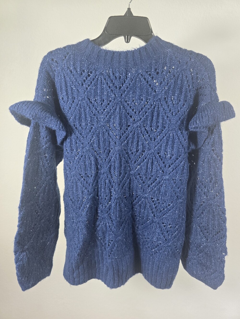 NWT Old Navy Blue Pointelle Knit Sweater Womens M Crew Neck Long Sleeve Cozy - Picture 8 of 9